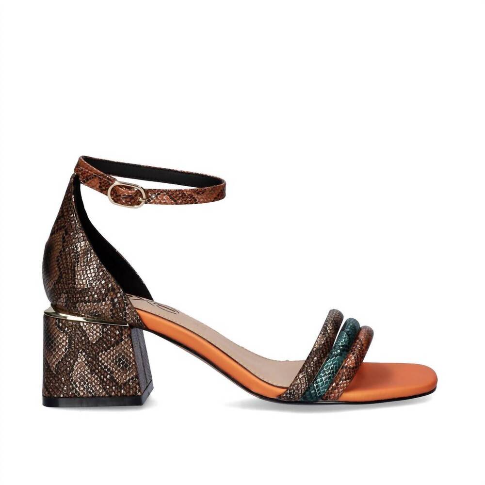 NEW EXE women's carmen low heel sandal in orange multi